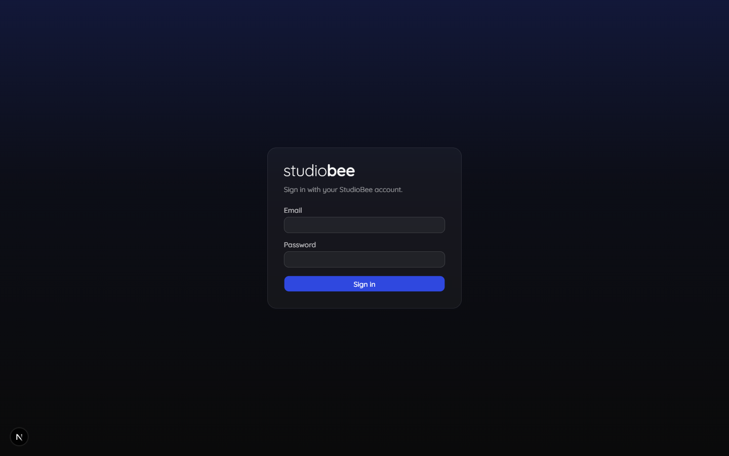 Login screen